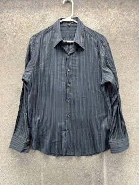 Theory Dress Shirt Mens Medium Blue Pinstripe Long Sleeve Button Front